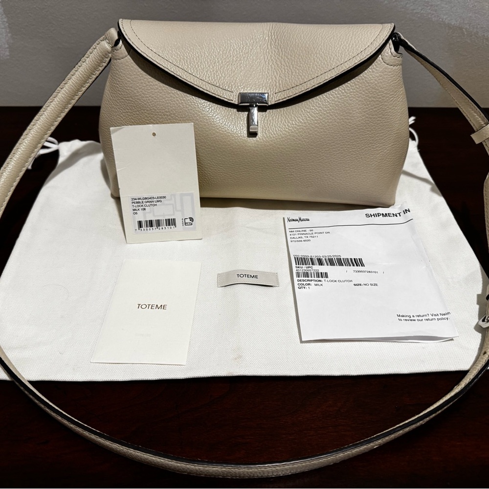 Toteme Cream Leather Shoulder Bag with Silver Hardware